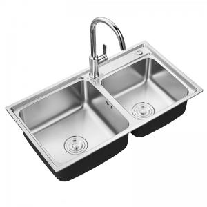 China 304 Stainless Steel Kitchen Sink , Brushed Double Bowl Undermount Kitchen Sink on sale