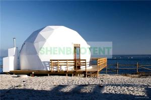 Wholesale Camping Glamping Dome Tent 30 Square Meter Hotel With Flooring Solar Fan from china suppliers