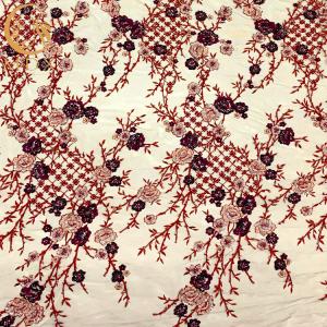 Wholesale Beaded Handmade 3D Embroidery Lace Fabric 1 Yard Length from china suppliers