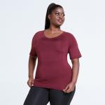 Custom LOGO Women'S Plus Size Yoga Wear ODM Burgundy Dri Fit Shirt