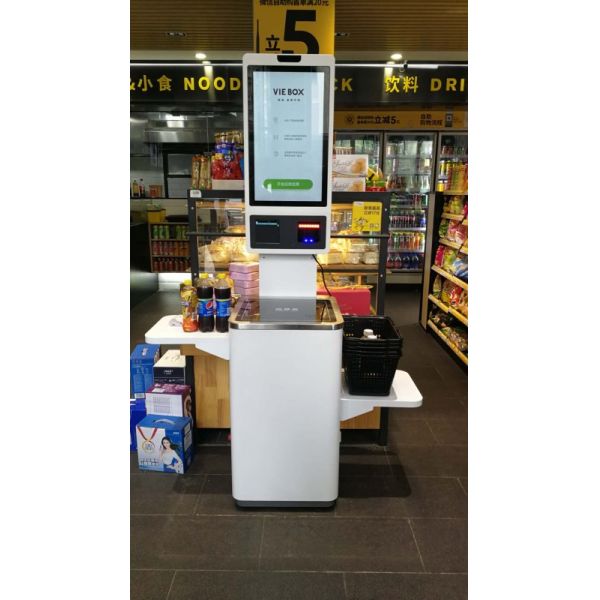 POS Kiosk All-in-one System with Capacitive Touch Screen 80mm Thermal Printer and NFC Card Reader for Self-service Checkout
