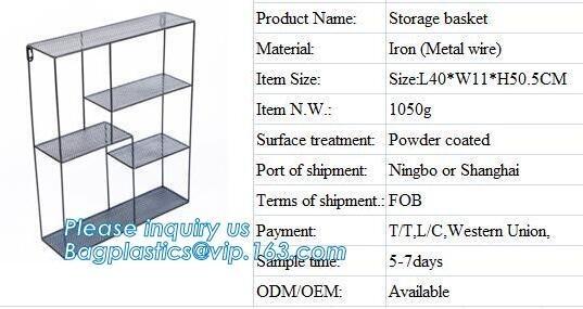 Metal Wire 3 Tier Wall Mounted Kitchen Fruit Produce Bin Rack / Bathroom Towel