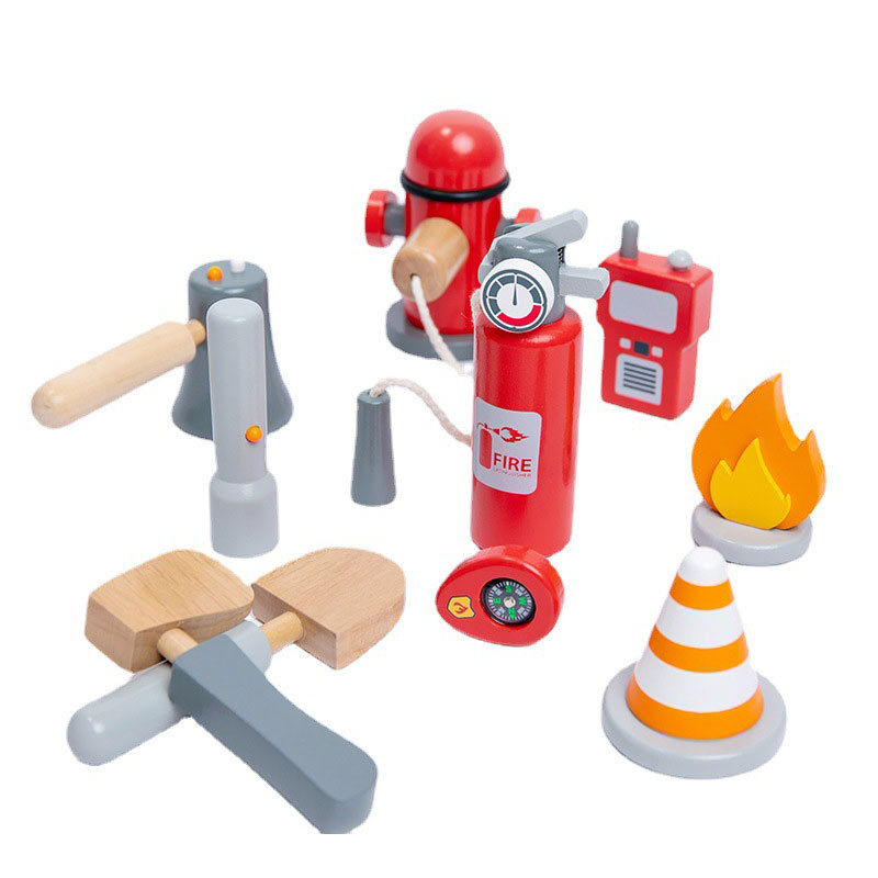Kids' Firefighter Pretend Toy Set Wooden Home Simulation Play Gift for Boys and Girls