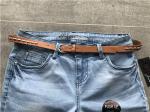 Fashion Ladies Denim Jeans / Light Blue Denim Jeans Belted Push Up Bermuda