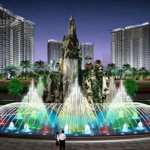China Hotel Large Water Jet Fountain Stone Garden Signal Control on sale