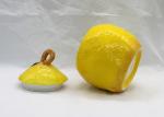 Ceramic Lemon Cookie Jar Light Yellow Lemon Fruit Candy Canister for Decoration