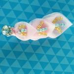 Customized Colorful Sheer Fabric Flowers With Beads Garment Craft For Lady's