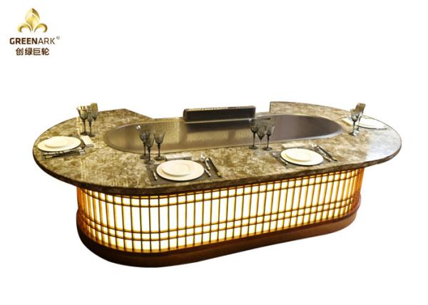 Indoor Commercial Griddle Plate Built In Hibachi Grill Oval Shape For Beef