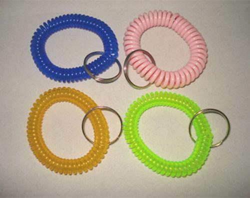 Wrist coil key chain ring holder flexible expandable stretchy coil wrist band w