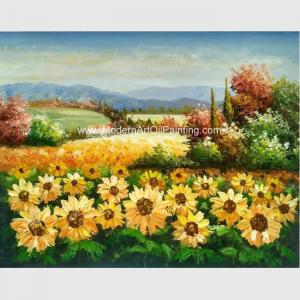 China Custom Palette Knife Sunflowers Oil Painting, Decorative Hand Painted Art on Canvas on sale