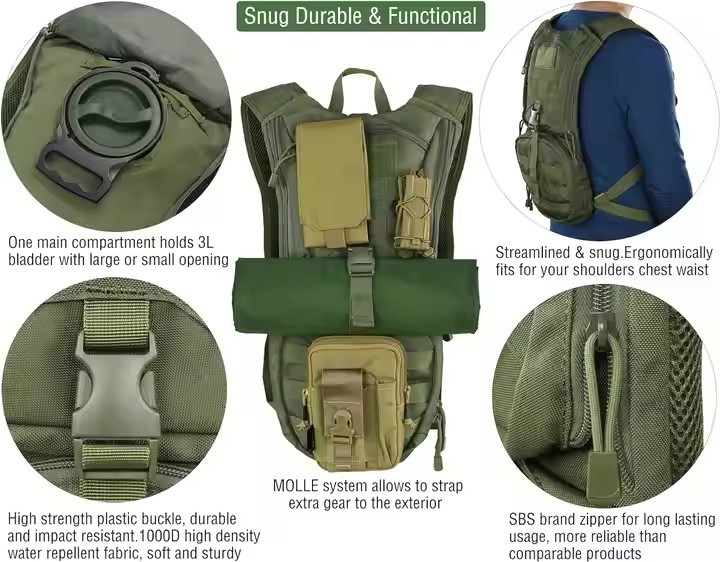 3L Tactical Molle Backpack For Cycling Hiking Running Mountaineering Water Storage Bag