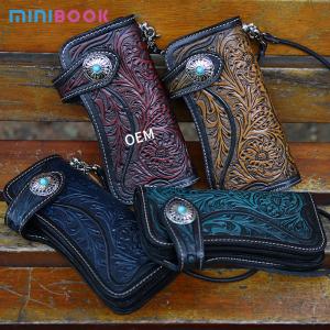 Wholesale Custom Logo Embossed Biker Wallet Chain for Men's Biker Style in Genuine Leather from china suppliers