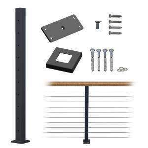 Wholesale Powder Coated Iron Flat Top Connector Cable Railing Post for Wood Concrete Stair Deck from china suppliers