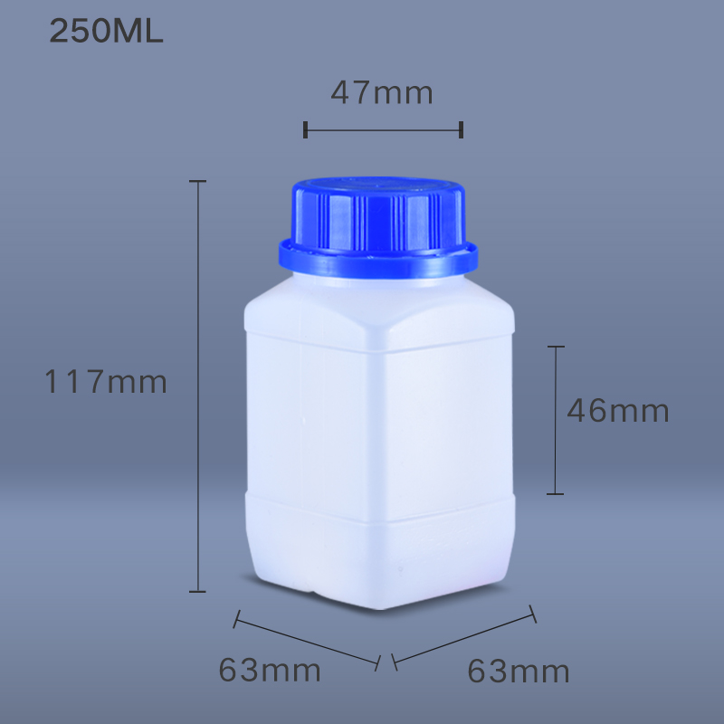 1 liter HDPE Square Lab Bottles Plastic Food Grade Reagent Chemical Liquid Packaging