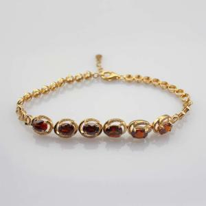 Wholesale Rose Gold Plated 925 Silver Created Garnet Cubic Zircon Link Women Tennis Bracelet(H09) from china suppliers