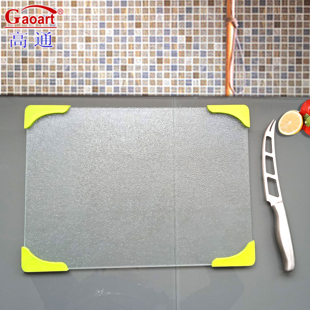 Tempered Glass Cutting Board with Rubber Edged All-Season Kitchen Tool 4pcs Corners