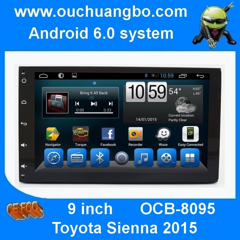 Ouchuangbo auto dvd radio androi 6.0 for Toyota Sienna 2015 with capacitance multiple touch screen bluetooth