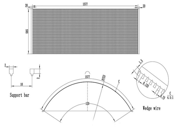 316 Stainless Steel Wedge Wire Net For Static Garbage Separation