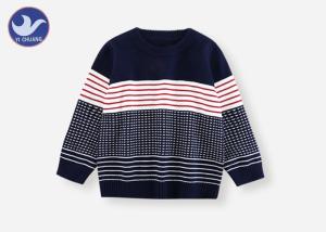 Wholesale Boys Crew Neck Sweater , Boys Red And Black Striped Jumper Comfortable Multi - Colored from china suppliers