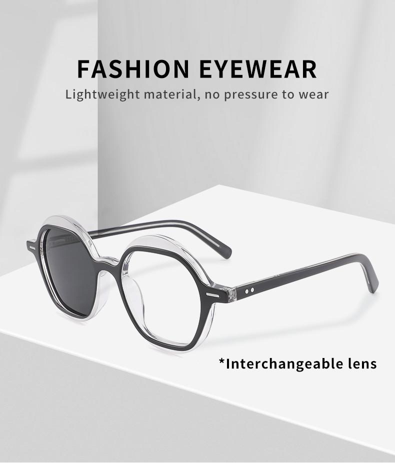 Irregular Acetate Optical Frames 2 LAYER Glasses Lenses Can Be Replaced