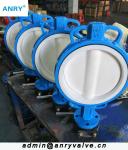 Soft Sealing Worm Gear ductile iron Body PTFE lined Wafer PN16 Butterfly Valve