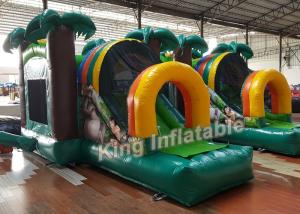 Wholesale Green Printed PVC Small Inflatable Bouncer Castle Kids Playground Flame Resistant from china suppliers