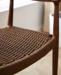 Vintage Luxury Hotel Dining Chair with Woven Cord Seat and Solid Wood Constructi