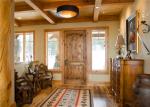 House Main Solid Wood Doors EPE Inside Durable Frame With Front Grill Designs