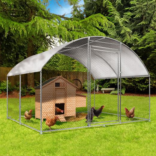 Large Chicken Coop Walk-In Metal Poultry Cage House Rabbit Habitat Cage Spire