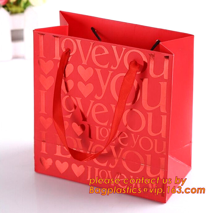 Low Cost Ribbon Handle Gift Carrier Custom Made Design Logo Print Luxury wholesale paper shopping bag, bagplastics, bage