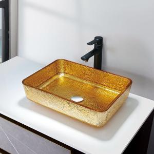 Wholesale Luxury Gold Rectangular Vessel Sinks 4.2 Inch Modern Deep Bathroom Sink Basin from china suppliers