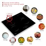 4 Burner Electric Cooktop Built In 24 Inch Ceramic Cooktop 6000W Frosted Glass