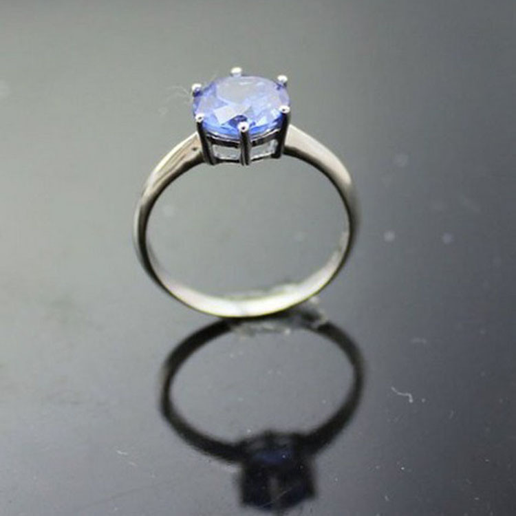 Sterling Silver 8mm Round Amethyst Cubic Zirconia Ring(JY052)