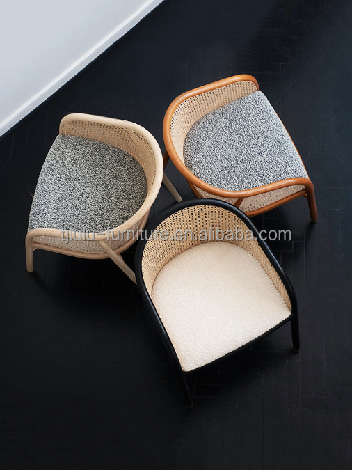 Chic Armchair Simple PU Leather/Fabric And Rattan Dining Living Room Furniture Restaurant Cover Japanese Style Modern Wood Chair