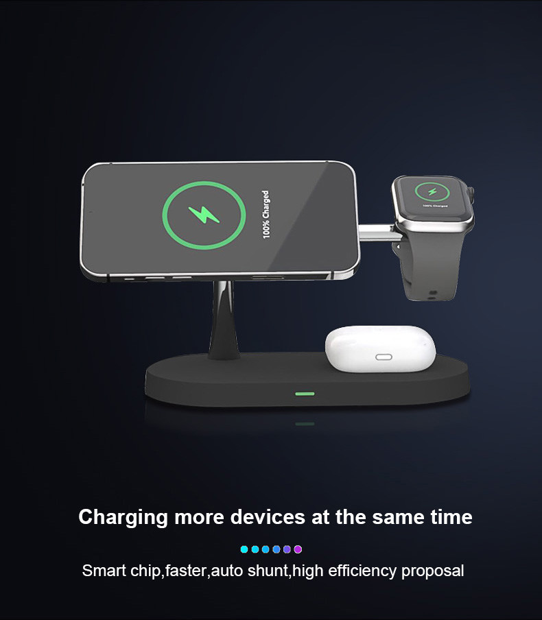 Versatile 15W 5 In 1 Wireless Charging Stand With USB A Output