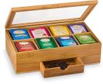 luxury custom bamboo acrylic tea box organizer