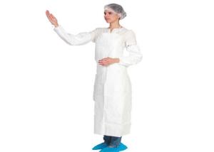 Wholesale White Disposable Plastic Aprons Breathable Alcohol Resistance Anti Dust / Blood from china suppliers