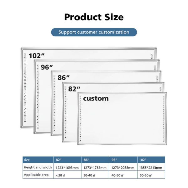 96 Inches Optical Interactive Whiteboard with Optical Imaging Touch Technology and 1920x1080 Pixels Resolution