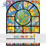 Villa Farmhouse Stained Glass Custom Size Circular Traditional