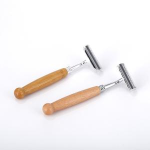 Wholesale 135mm Bamboo Handle Razor Vegan Eco Friendly Safety With Stainelss Steel Blade from china suppliers