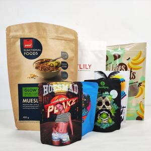 China Colored Plastic 3.5g Resealable Mylar ziplockk Bags Custom Printed Dry Food Packaging Bags on sale