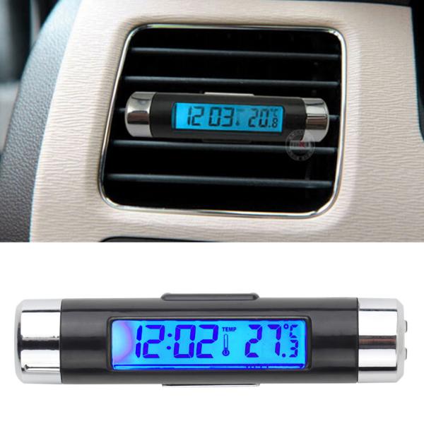 New 2in1 Car Auto LCD Clip-on Digital Backlight Automotive Thermometer Clock