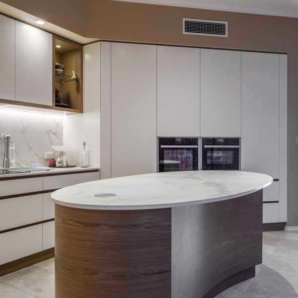 Luxury Melamine Kitchen Cabinet Custom Modern Design HMR Core Particle Board