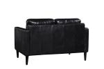 Square Shape 2 Seater Black Leather Couch Iron Painted Legs High - Elastic