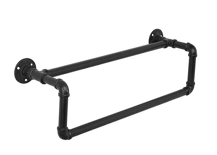 Wall Mounted Industrial Pipe Towel Rack Black Towel Bar For Industrial Furniture