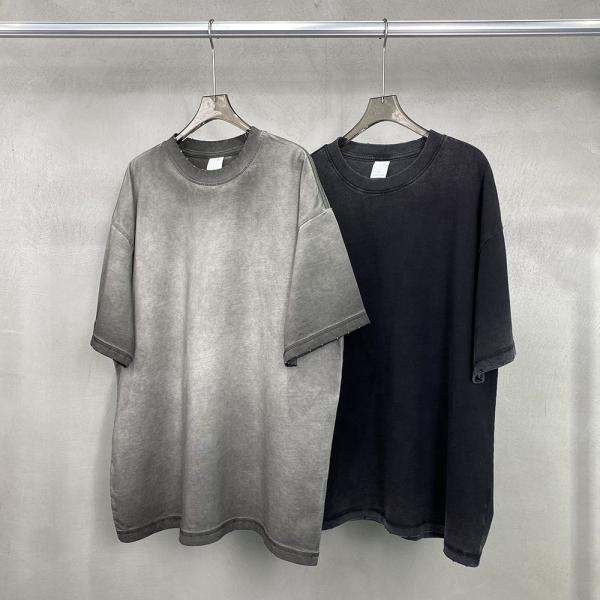 Vintage Distressed Heavyweight Cotton Blank Oversized T Shirt Men with 1000