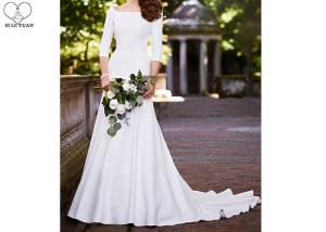 Wholesale White Mermaid Long Tail Bridal Gown Long Sleeve Back Zipper With Buttons from china suppliers
