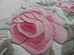 Handtufted Wool Area Rug Pink Color Flower Design Oval Shape (1901)