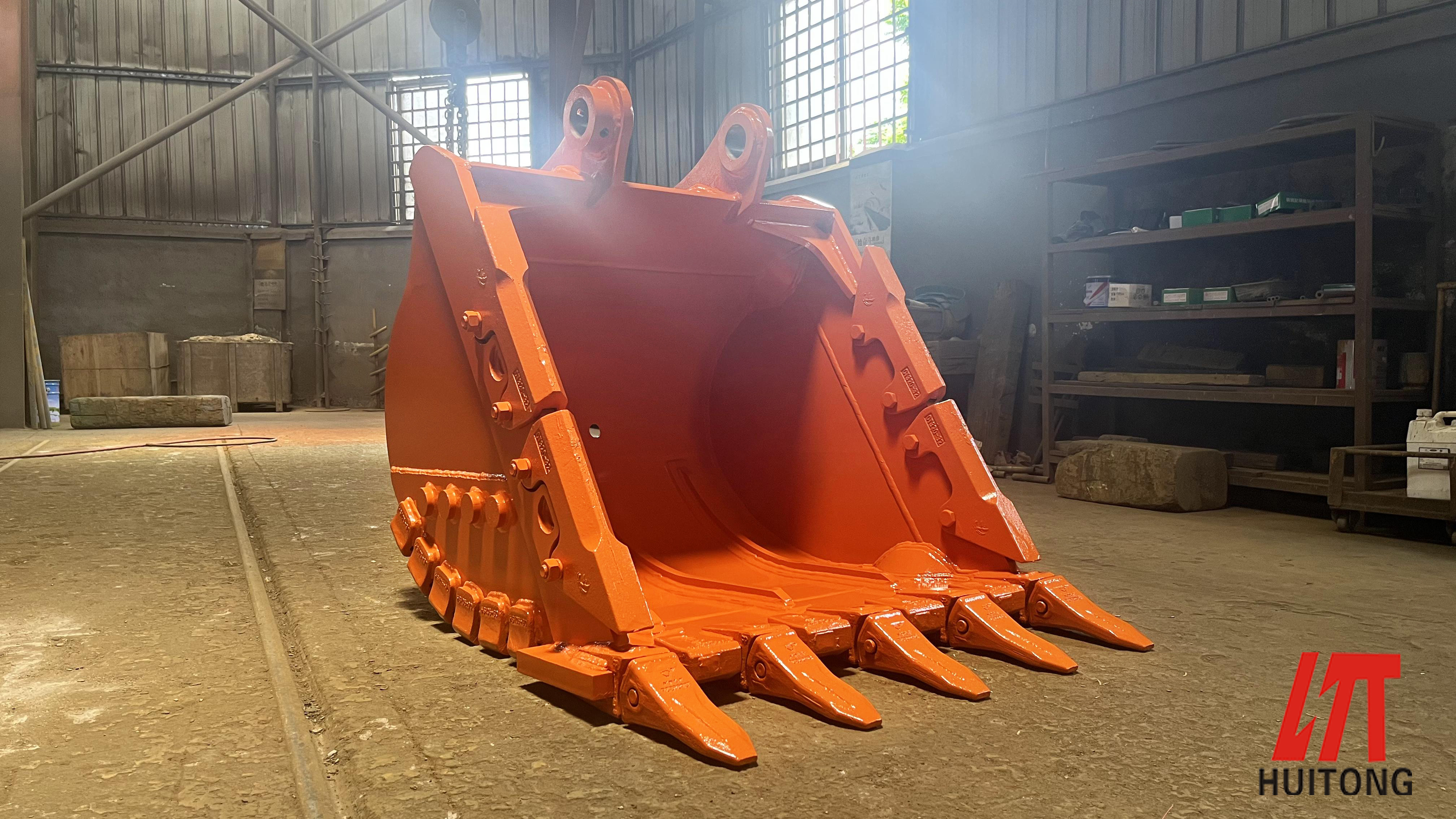 Strength Yellow/Black Excavator Rock Bucket Q355 NM400 Hardox400 280-4300kg Customized