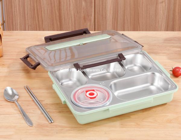 Japanese style lunch box with spoon and chosticks leakproof stainless steel PP